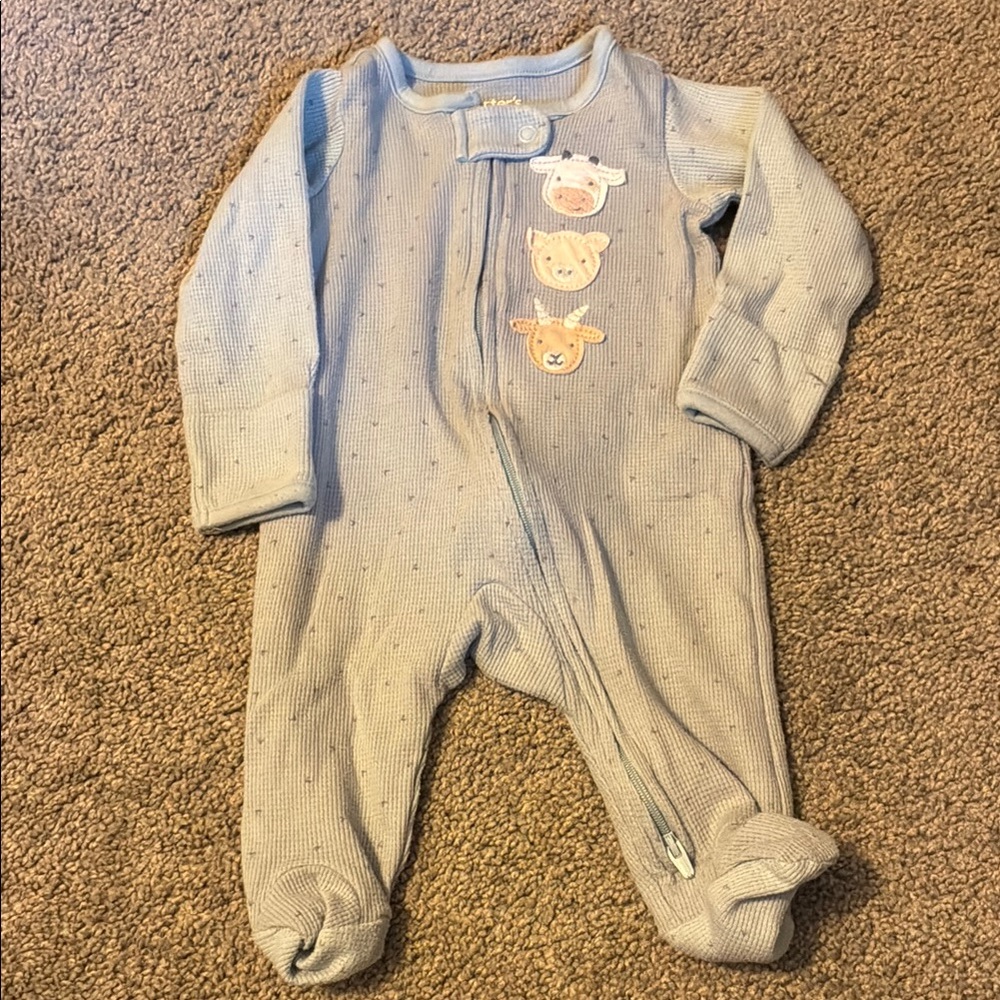 Carter's Light Blue Animal Print Footie